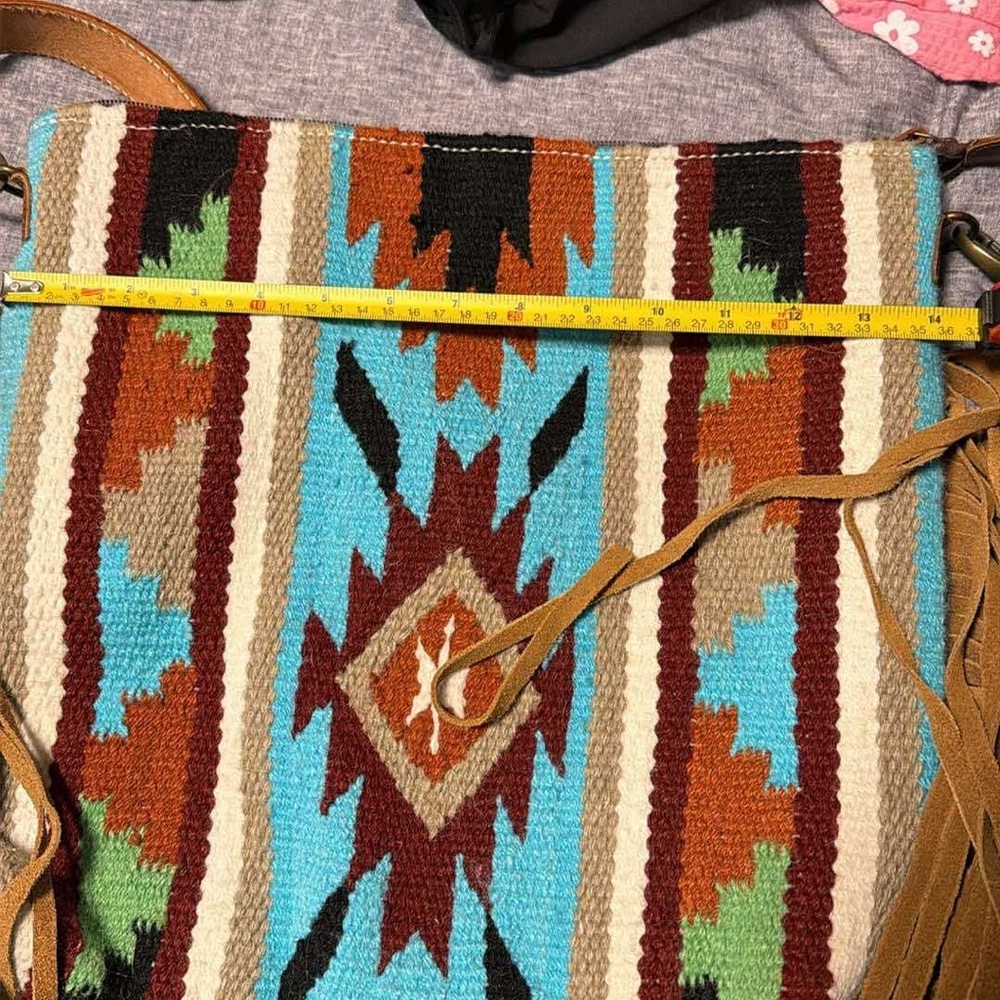American Darling Southwest Fringe Crossbody Bag - Turquoise and Brown - Picture 7 of 8
